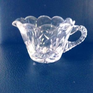 Cut Glass Clear Crystal Cream Pitcher Star Design